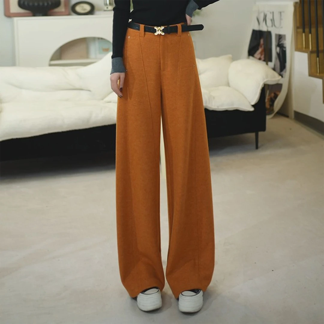 美利奴绵羊毛-高级感时髦洋气高腰阔腿裤时尚百搭加厚休闲裤