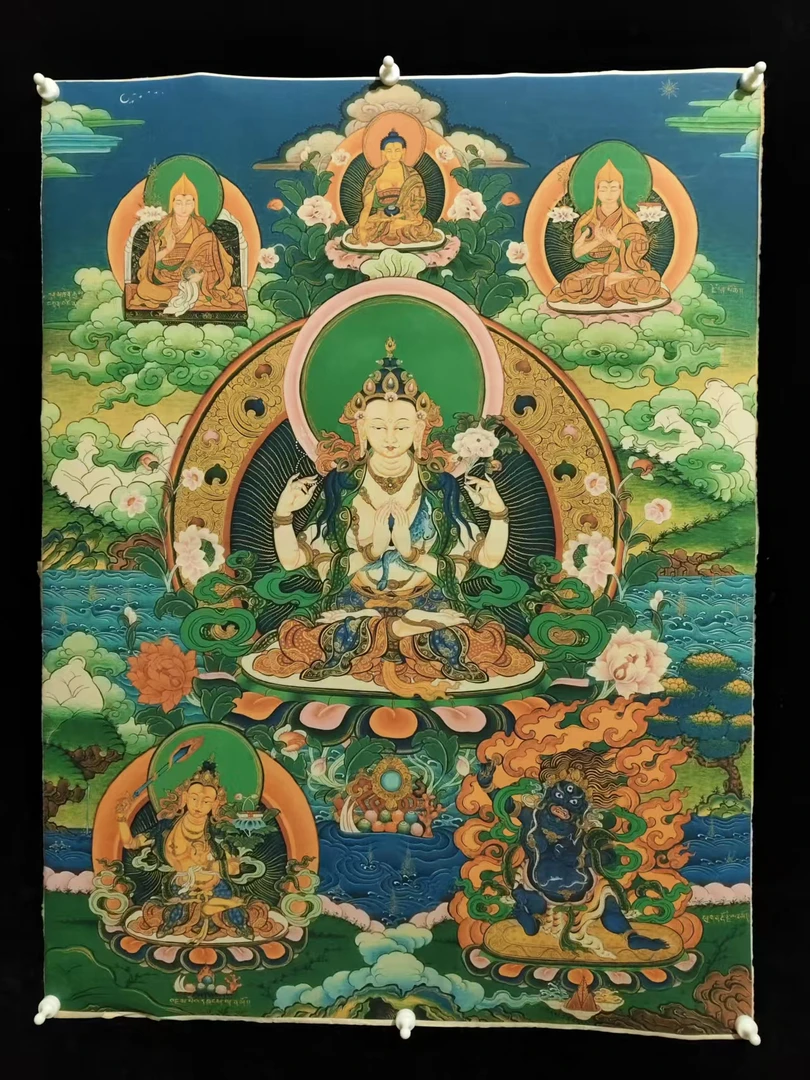 A63高端精品四臂菩萨绘画类唐卡
