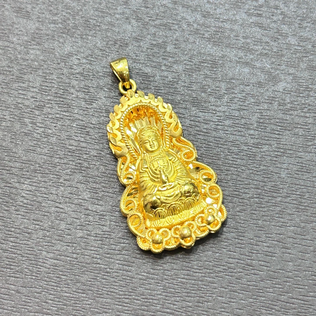 【店长专享】足金999投资金攒黄金观音吊坠HJD372克重多退少补