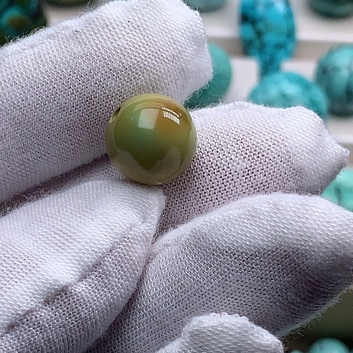 绿松石未镶嵌珠宝奇石直径12特色菜籽黄圆珠