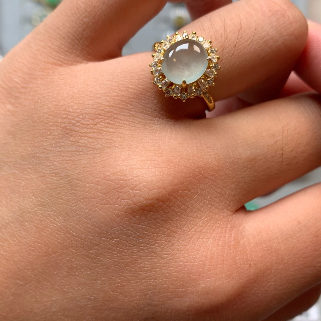 翡翠银S925镶嵌颈饰戒指