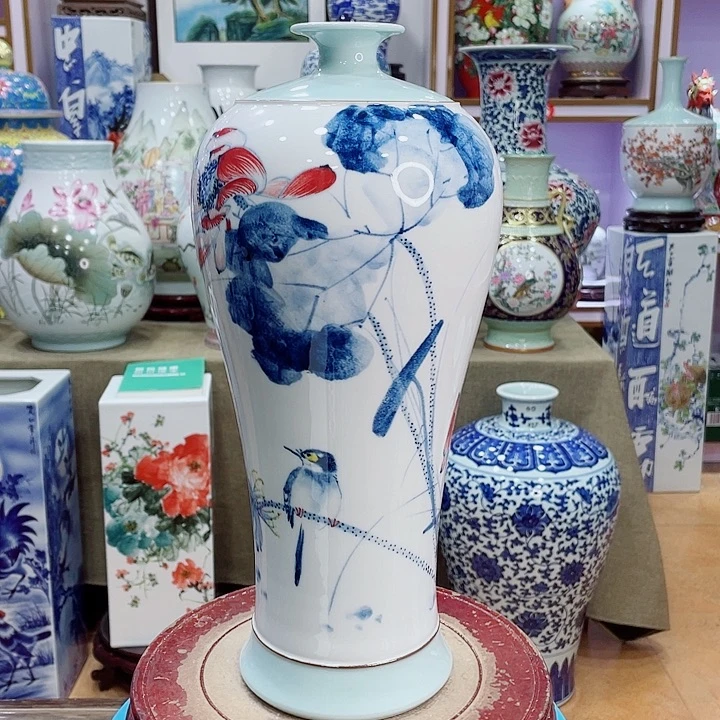 花瓶全手工釉下彩梅瓶