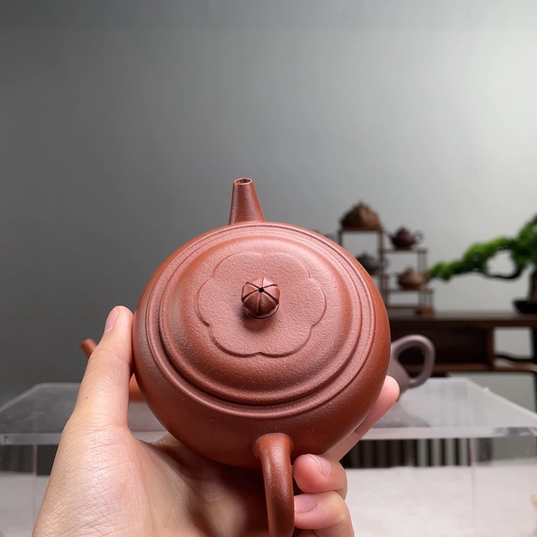 【闪购商品】茶壶紫砂老***姆红降坡石鼓容量170cc