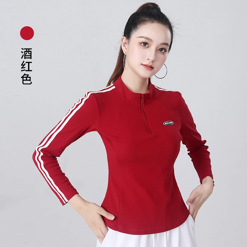 夏季半拉链运动时尚长袖健身休闲高领跑步速干修身立领训练大码