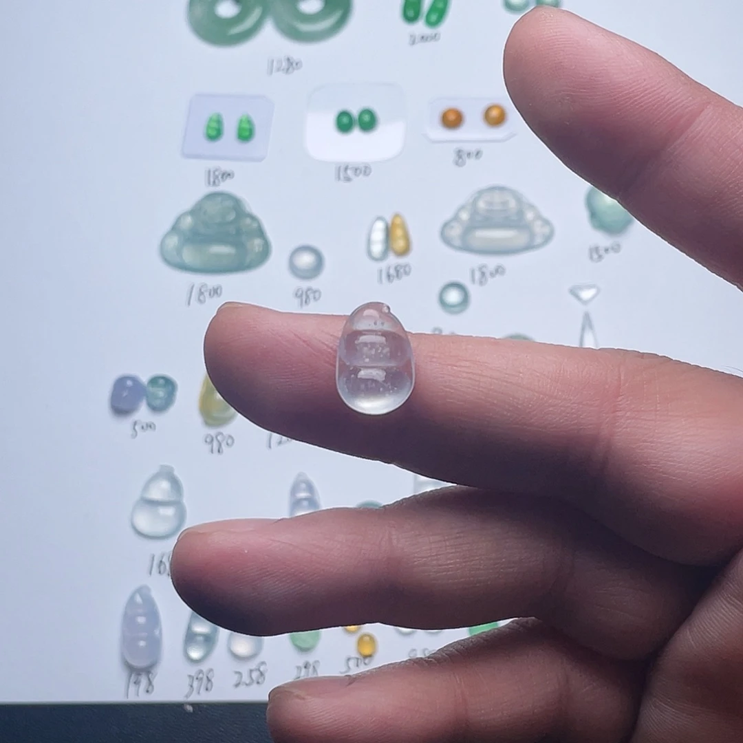 定制翡翠未镶嵌翡翠雪花棉豆子