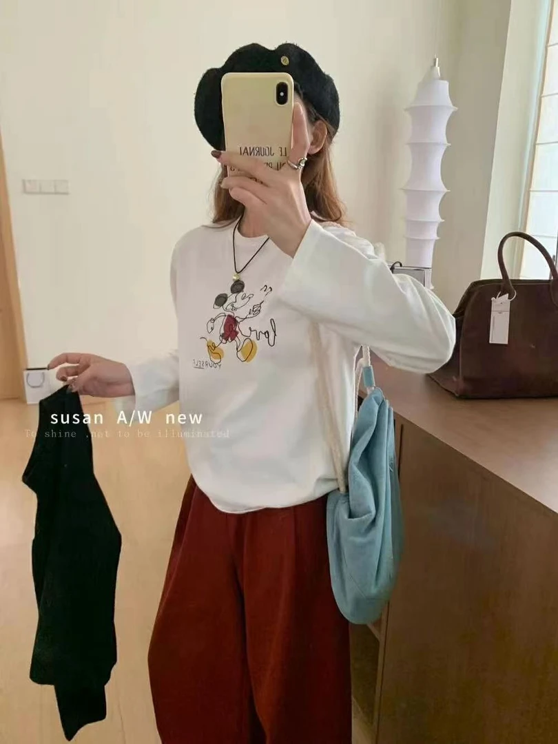 韩系卡通图案减龄长袖T恤886675 衣长60