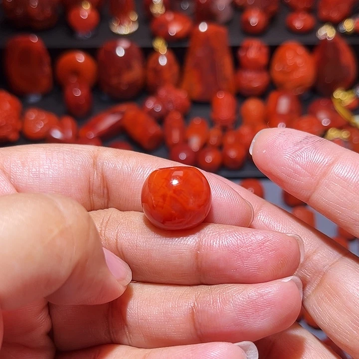 南红玛瑙未镶嵌配饰瓦西南红火焰纹苹果珠17.2mm