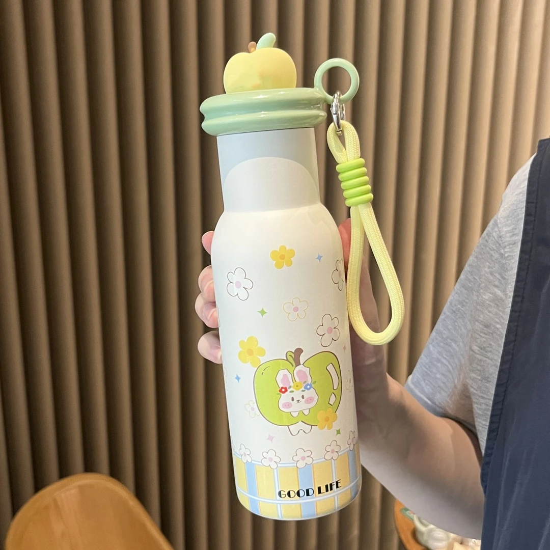 卡通保温杯2025新款女生高颜值吸管杯子儿童便携随行水杯生日礼物