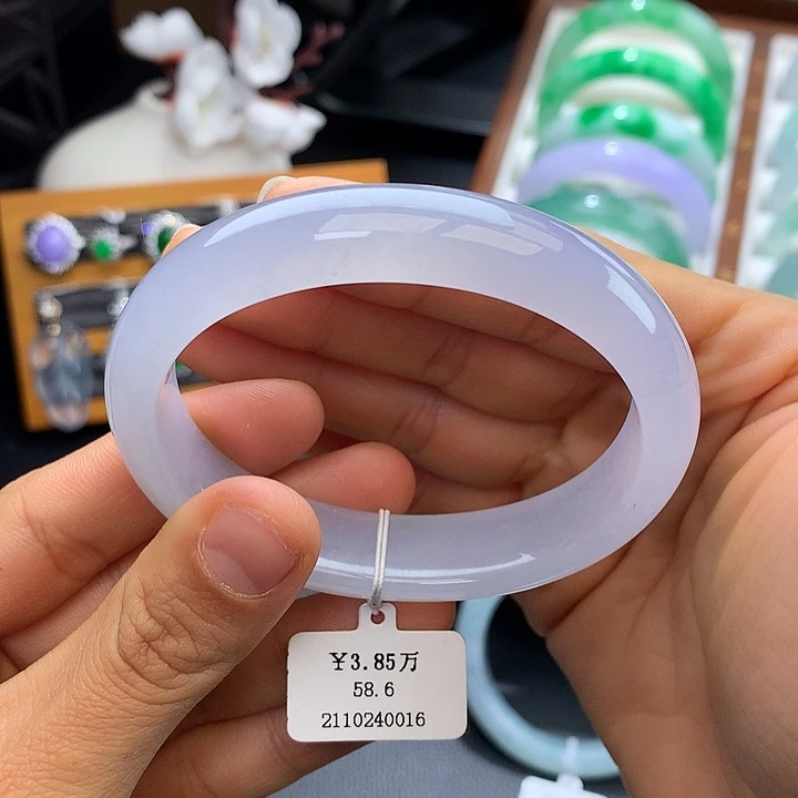 未镶嵌手镯翡翠58.7冰紫飘花贵妃圈