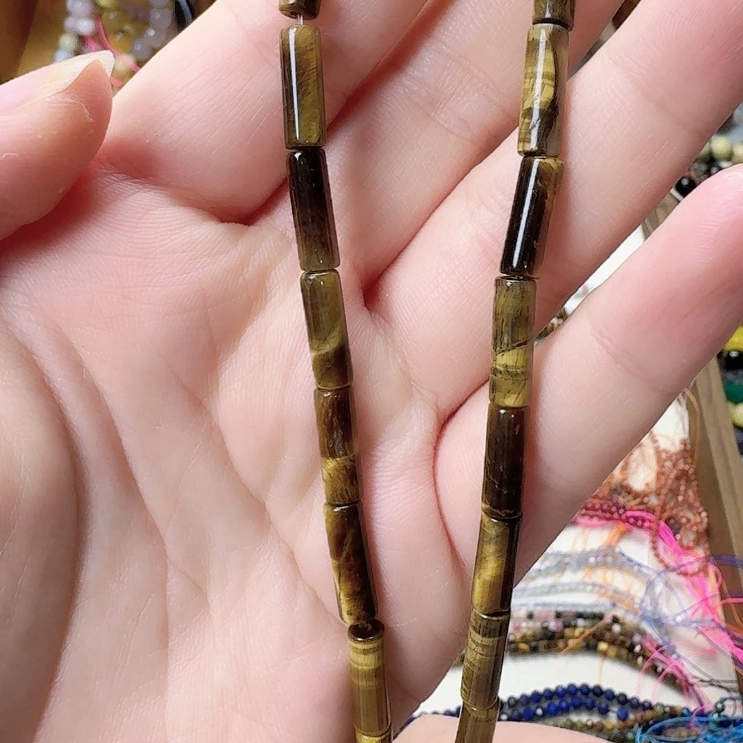 未镶嵌玛瑙/玉髓珠宝半成品虎眼卡4圆管一条