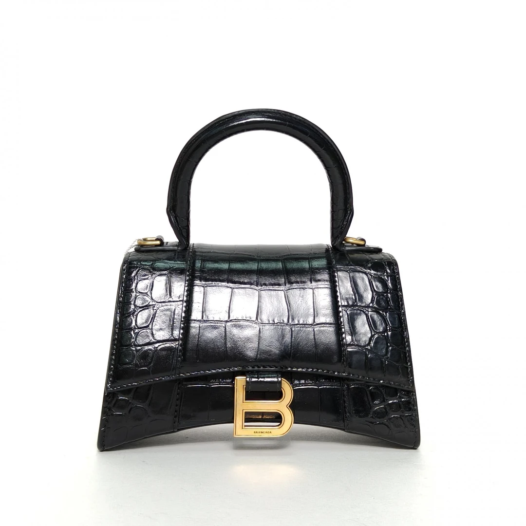 95新 Balenciaga/巴黎世家 【娇活动沙漏黑色皮革CLisa同款 297893