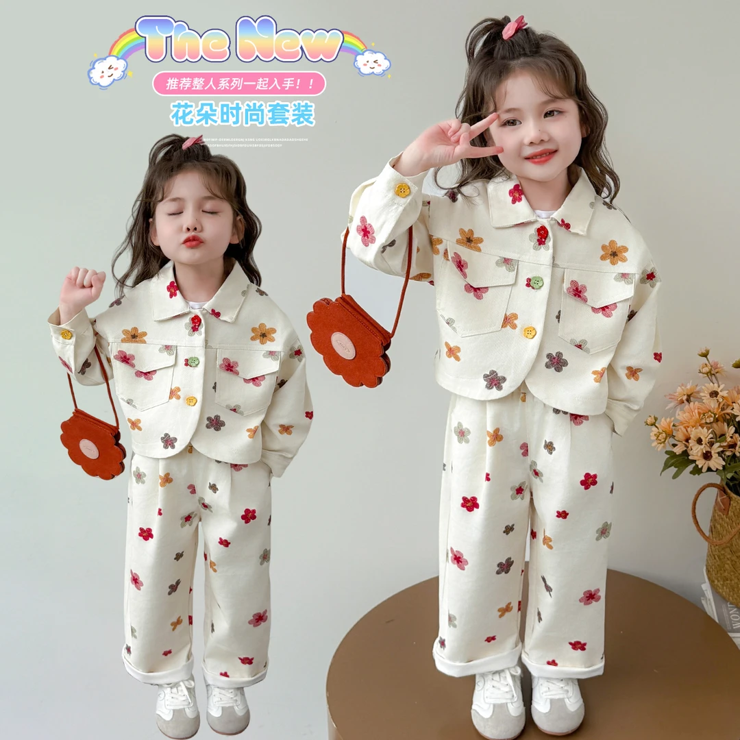 女童牛仔套装洋气甜美儿童休闲两件套小女孩宝宝春秋装2025新款潮