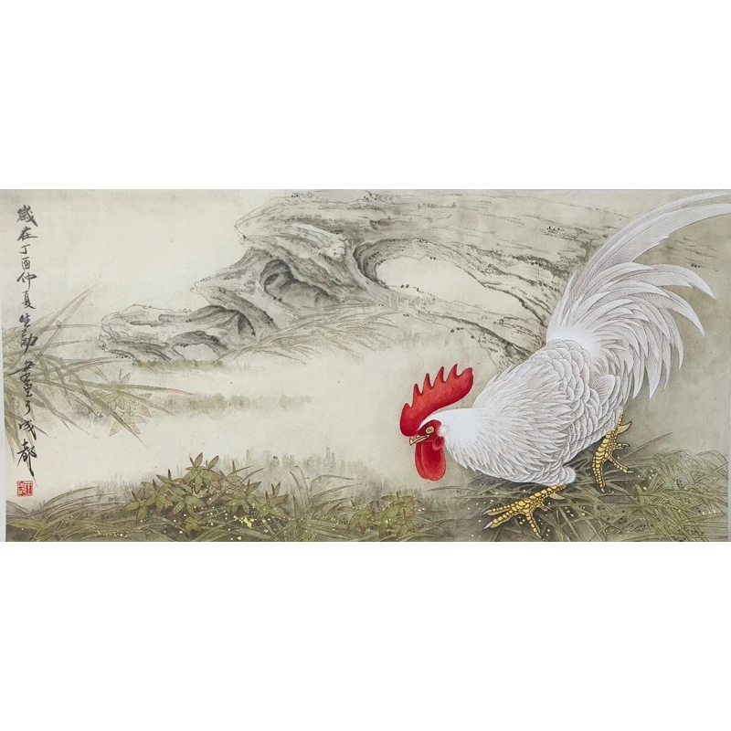 F20 当代《公鸡》王申勇 95x46cm  纸本镜片