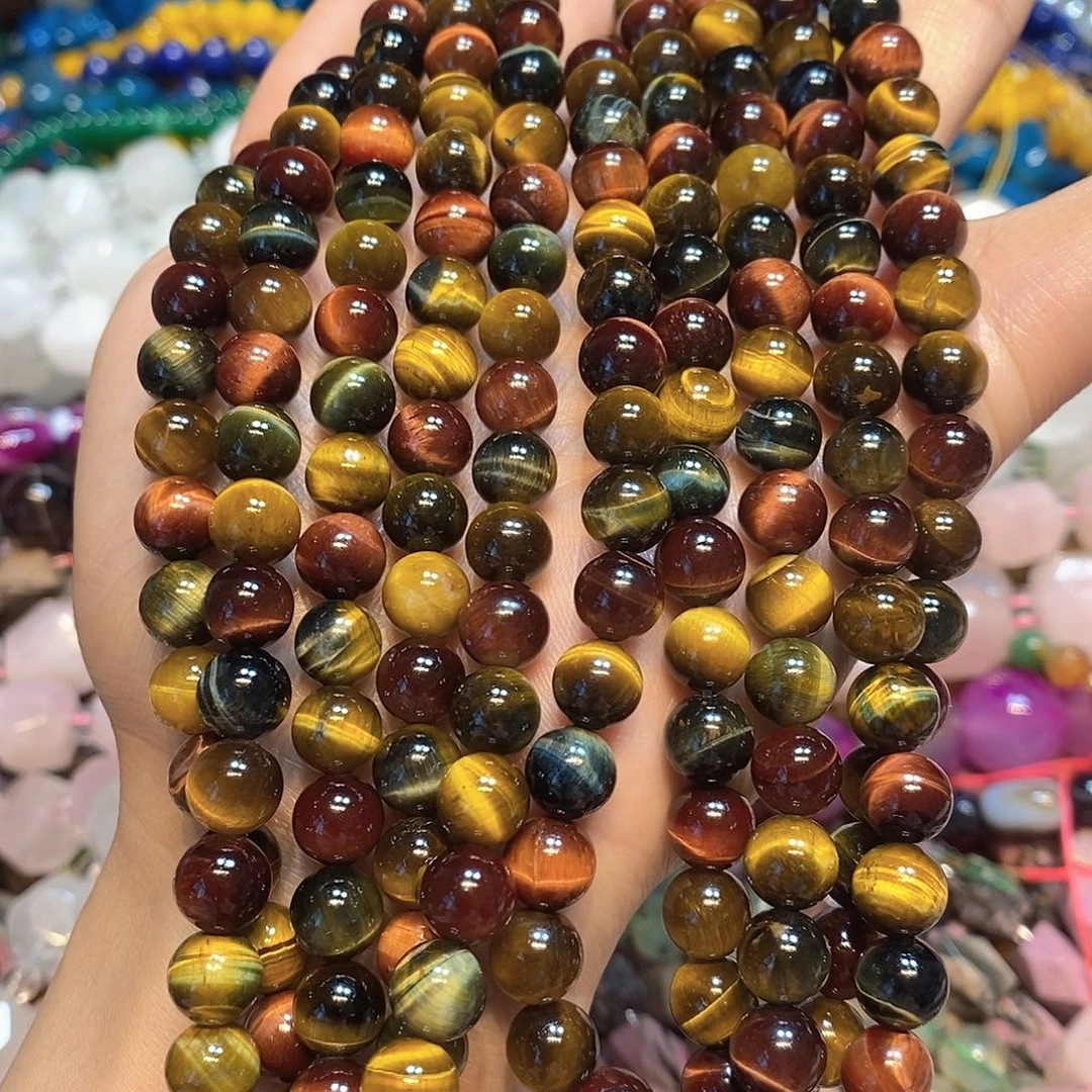 玛瑙/玉髓未镶嵌珠宝半成品天然3色虎眼A货一条