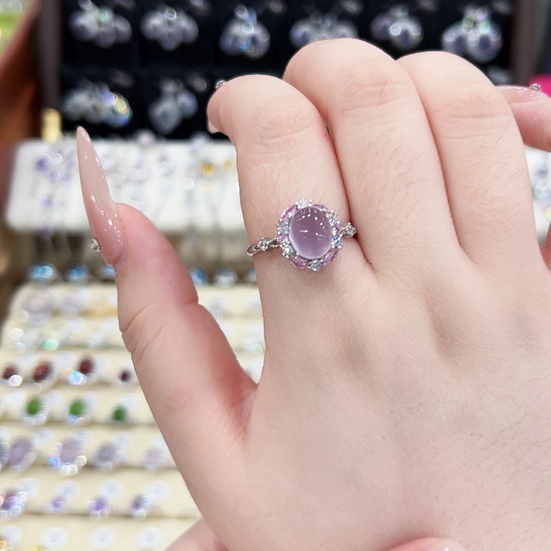 坚***利萤石银S925镶嵌戒指