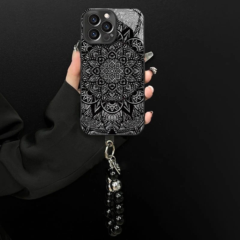 暗黑图腾适用苹果vivo华为oppo小米iPhone17电镀玻璃防摔手机壳潮