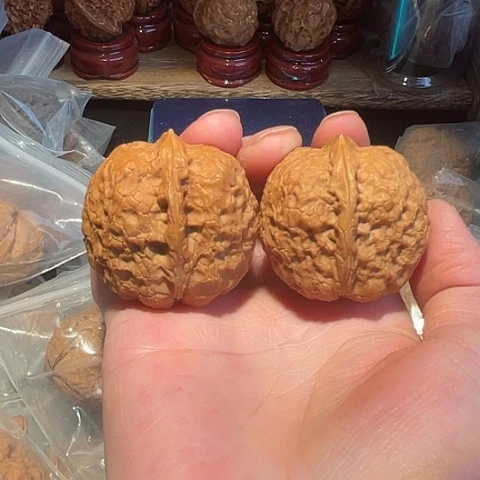 山***扣文玩核桃把件铁狮子带彩43