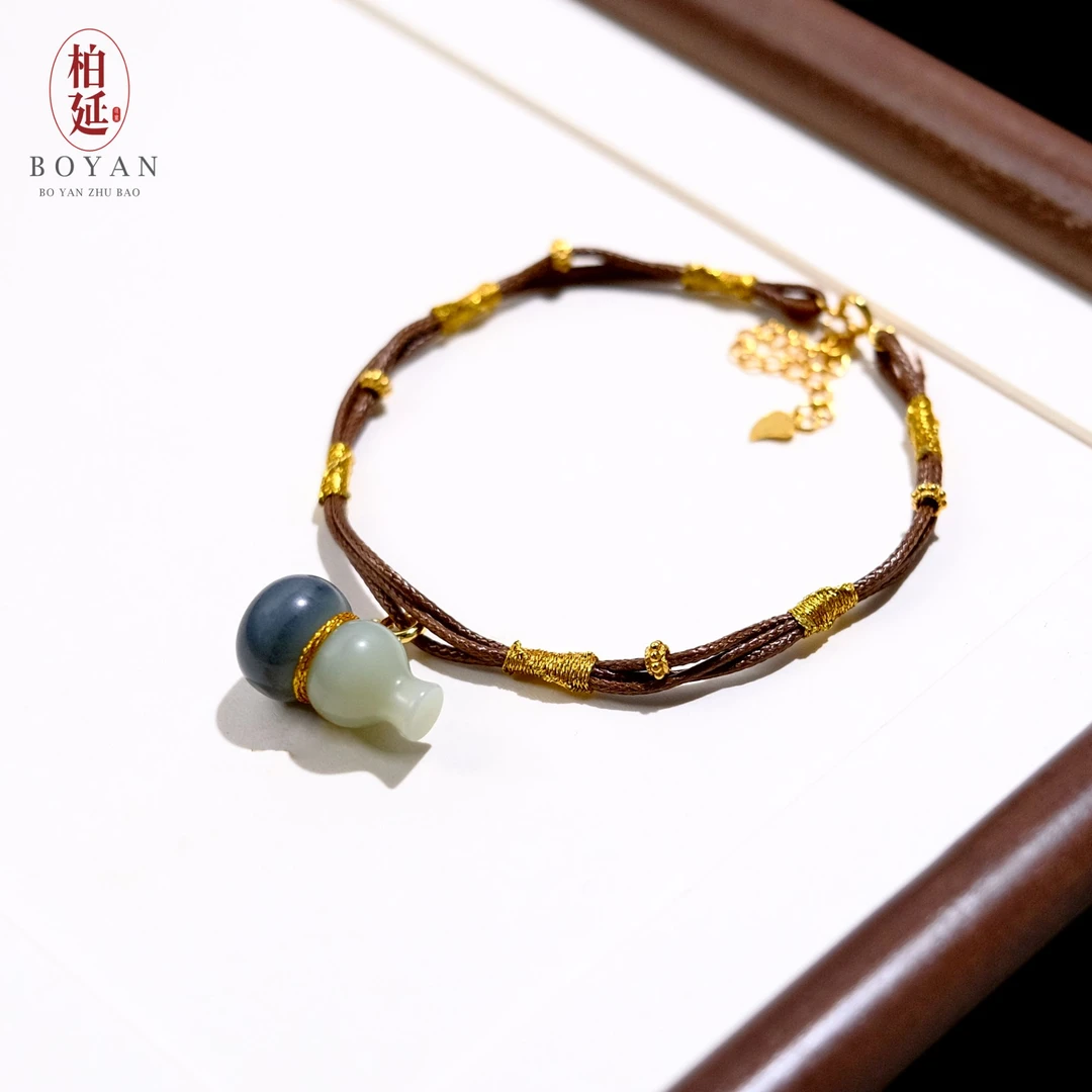 【沁霖】天然和田玉吊坠手工葫芦点墨青花时尚-多样性发其一BY2641