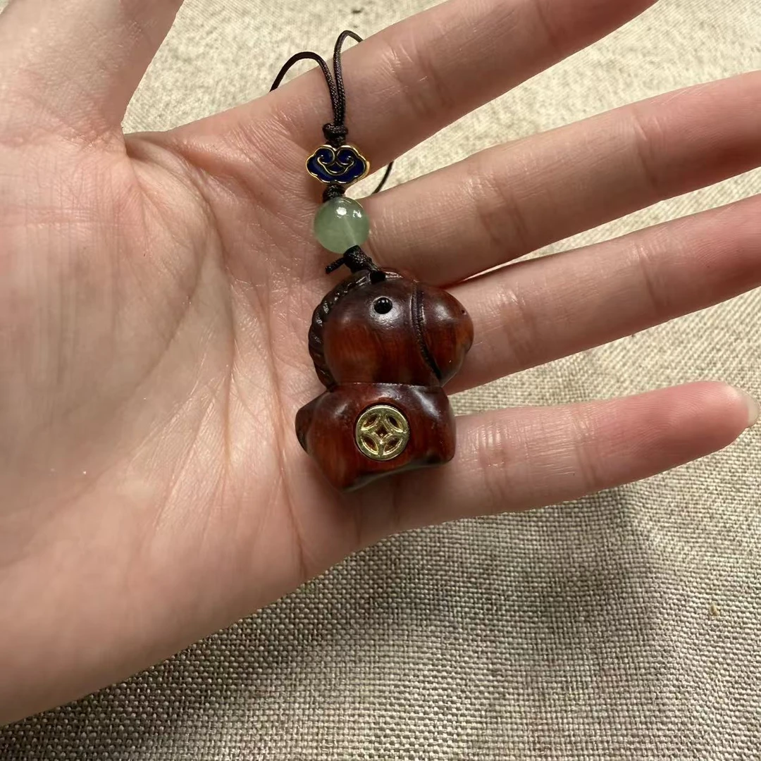 【芸奇】非洲紫檀红花梨雕刻小马 木马驮金 马上有钱