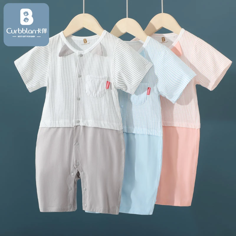 短袖对开连体衣三角巾哈衣新生儿宝宝衣