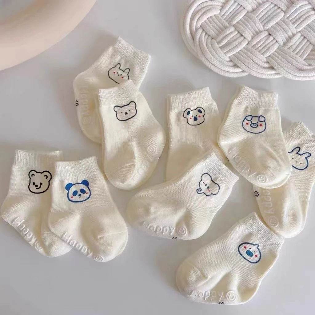 儿童袜子春秋棉袜a类白色卡通中筒袜新生婴儿秋冬宝宝防滑男女袜