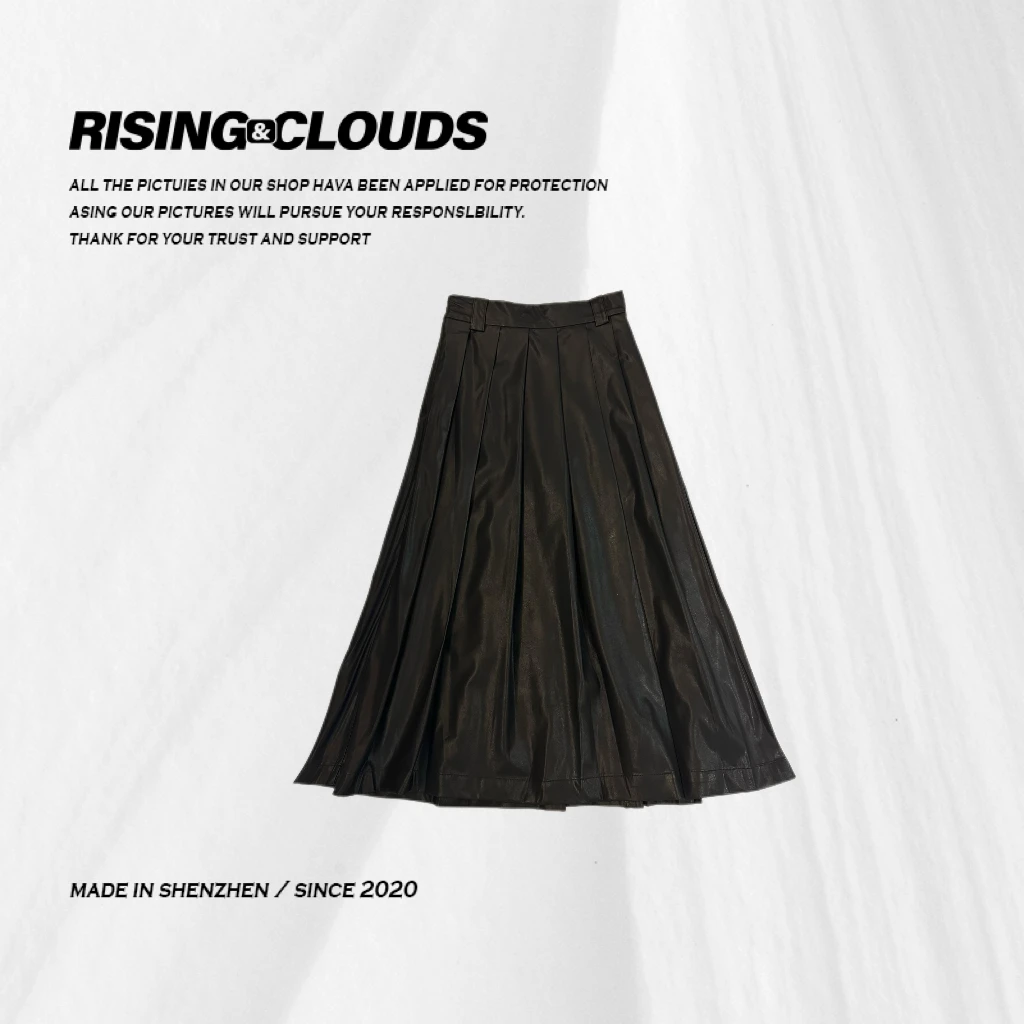 RISING&CLOUDS【莎莎】舒适百搭休闲显瘦皮半裙070039