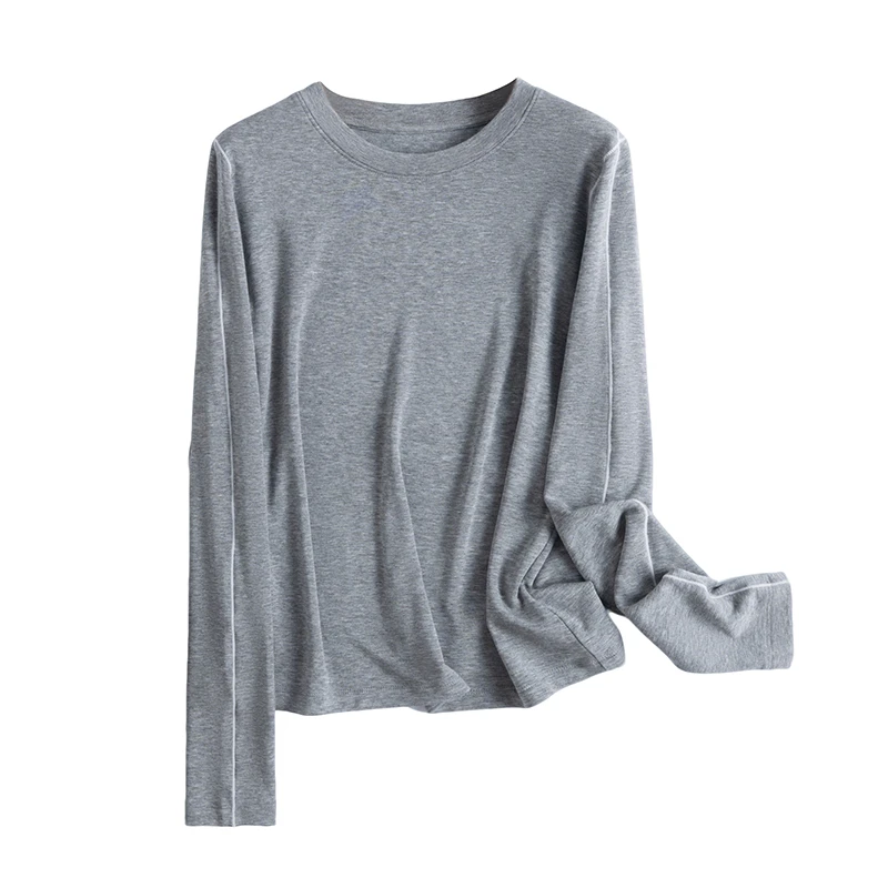 WANTHAT/凡黛卡圆领撞色拼线长袖T恤H10