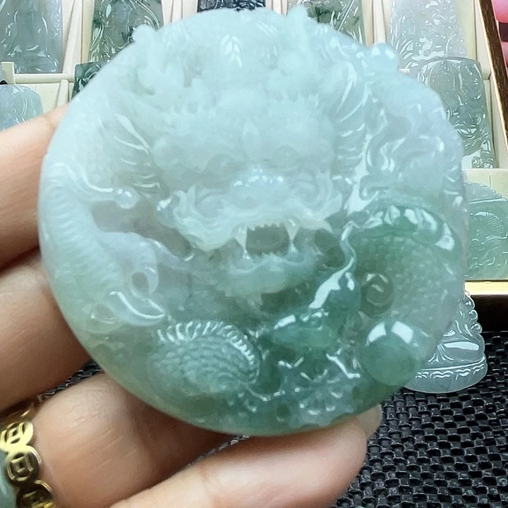 颈饰未镶嵌翡翠天然翡翠龙牌