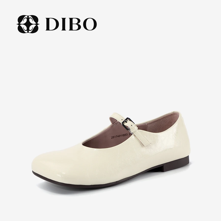 DIBO碲铂 复古文艺风不规则方型鞋头女士单鞋细带搭扣25174011