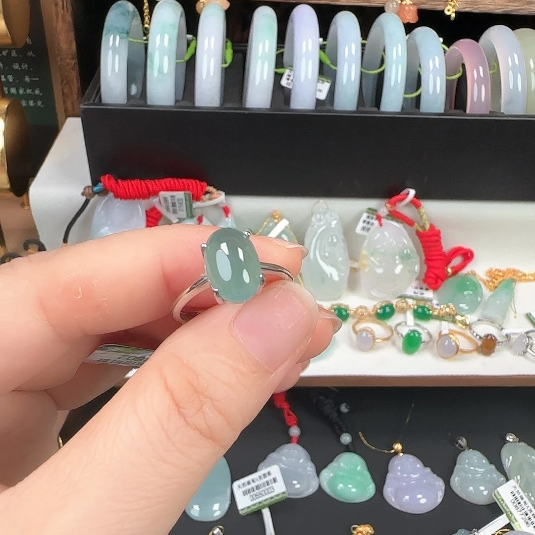 银S925镶嵌戒指翡翠翡翠戒指