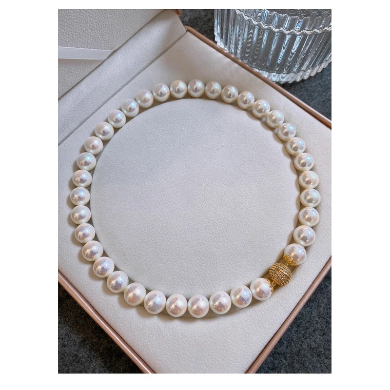 合金仿珍珠项链 磁吸扣彩贝珠项链简约首饰白色饰品百搭高级感