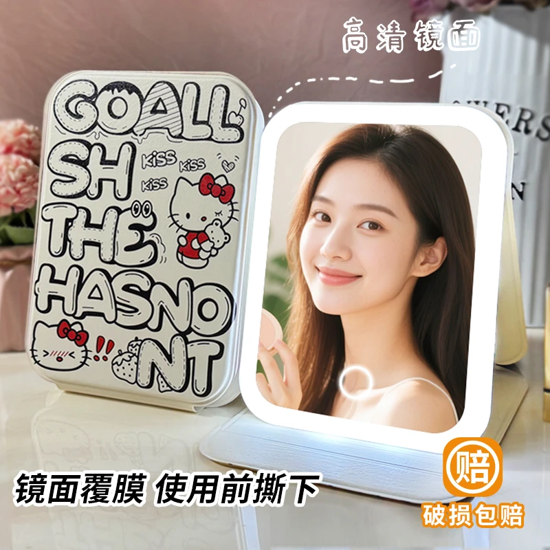 新款LED化妆可折叠充电便携镜子化妆化妆镜子网红高清化妆镜子