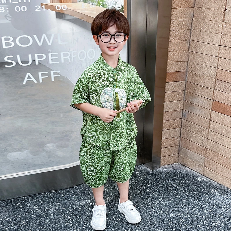 男童夏季唐装套装新中式中国风儿童男孩宝宝六一演出服汉服