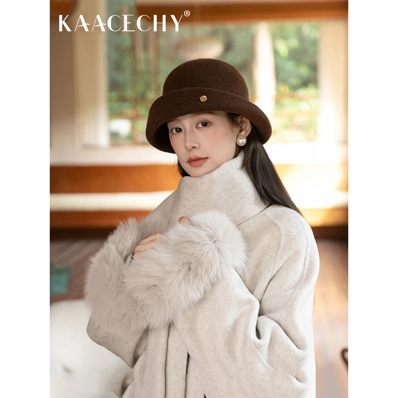 法式赫本风礼帽子女2025新款爆款洋气时尚复古显脸小羊毛渔夫帽