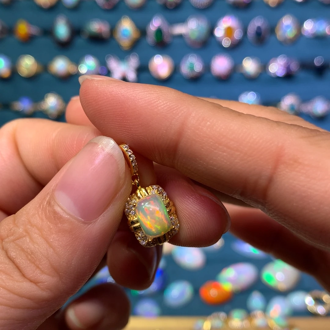 欧泊银S925镶嵌吊坠款