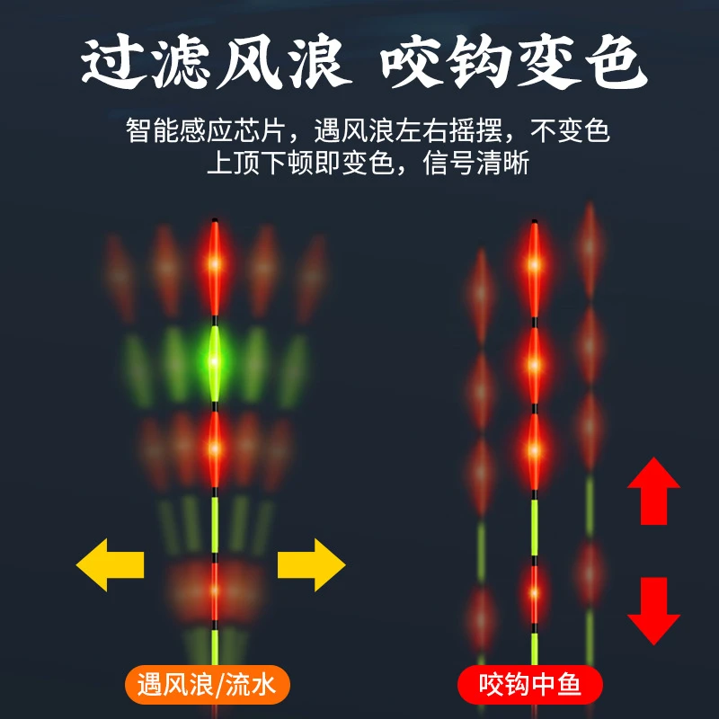 大物夜光漂LED电子漂尾加粗咬钩变色硬尾极目江湖日夜两用浅水
