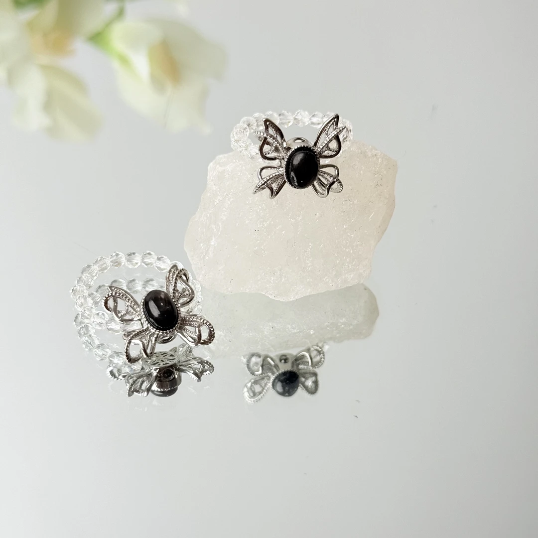 【美到犯规】金运石蝴蝶弹力绳戒指面小仙多样性发其一