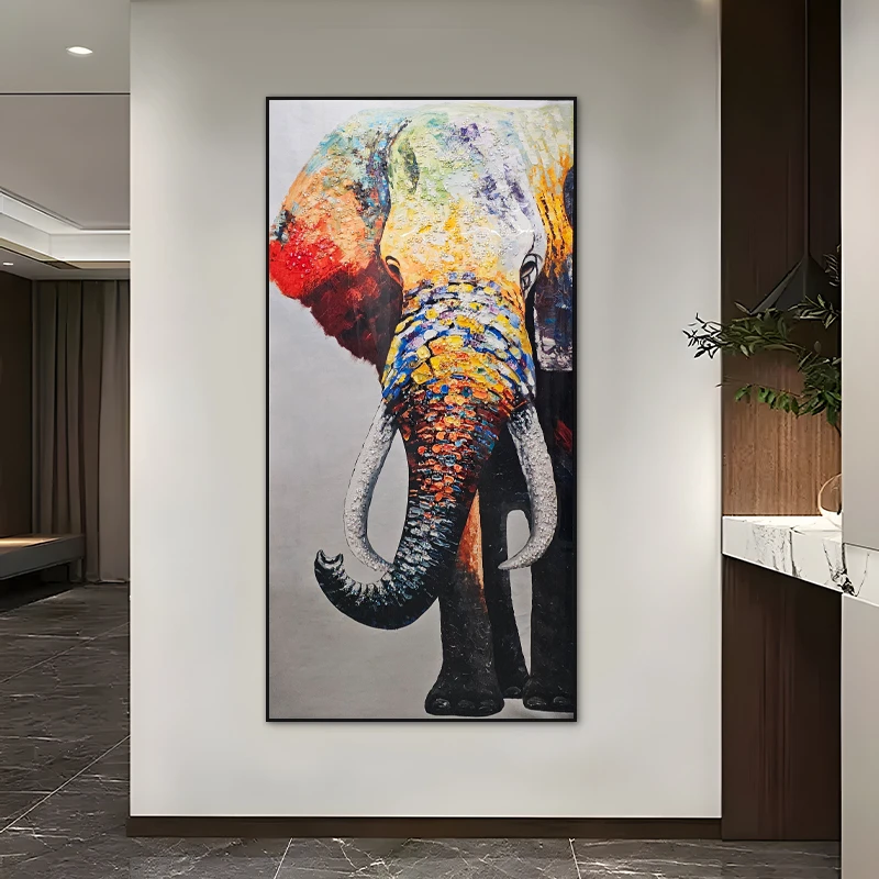 益师傅现代轻奢晶瓷镶钻玄关客厅沙发背景现代简约装饰画大象430