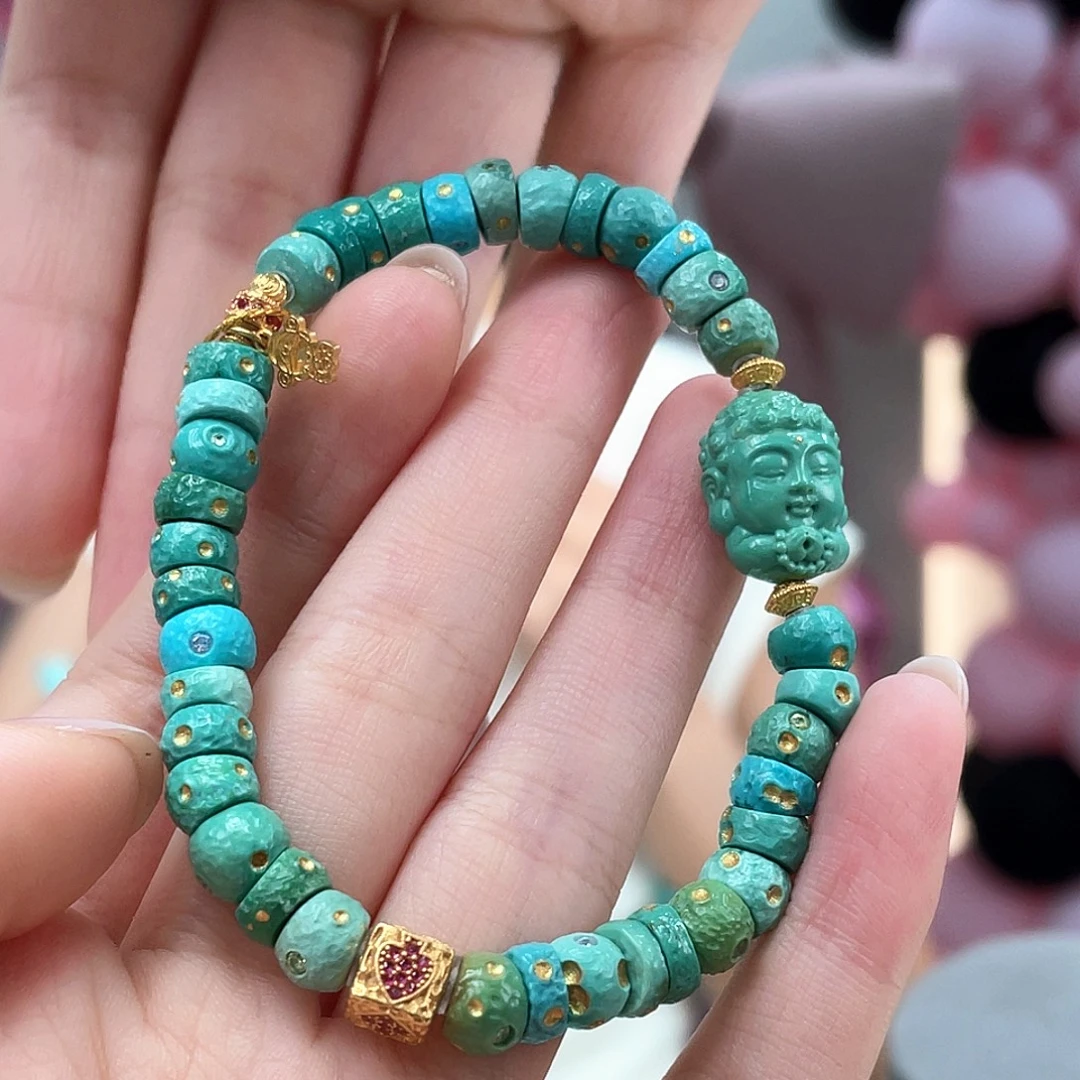 绿松石18K金镶嵌颈饰