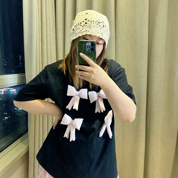 东大门立体蝴蝶结可爱大短袖