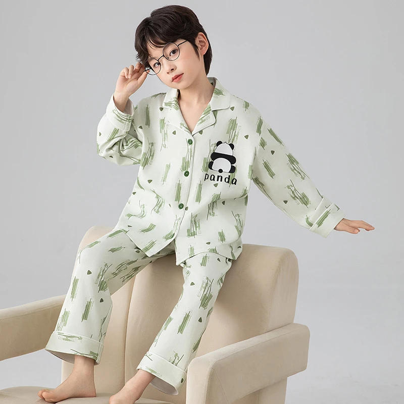 儿童睡衣春秋季卡通青少年纯棉吸汗长袖宝宝帅气中大童家居服套装