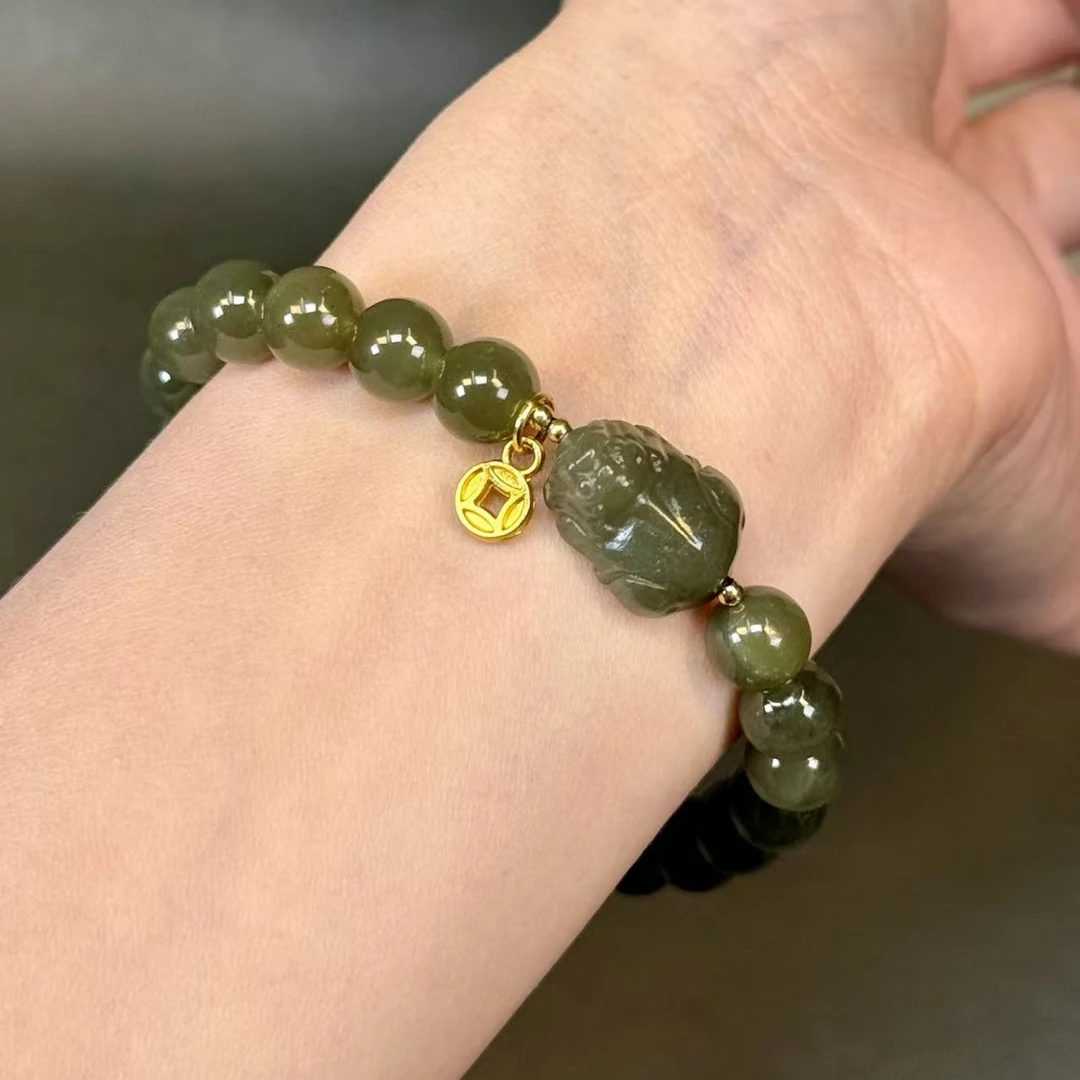 朱朱专属-和田玉带貔貅单圈精美手串（带礼盒）MK1007