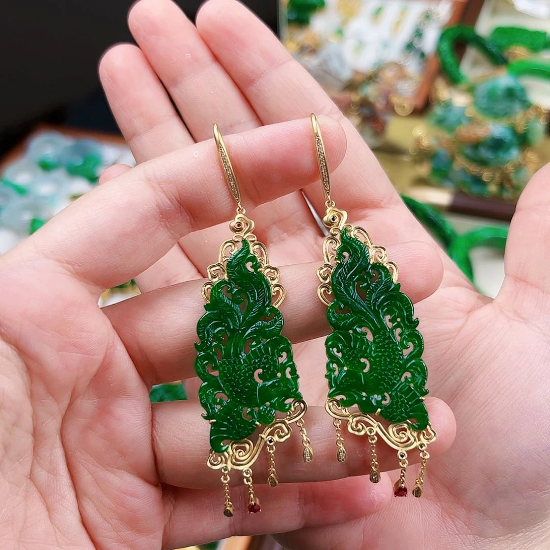 【闪购商品】18K金镶嵌翡翠耳饰