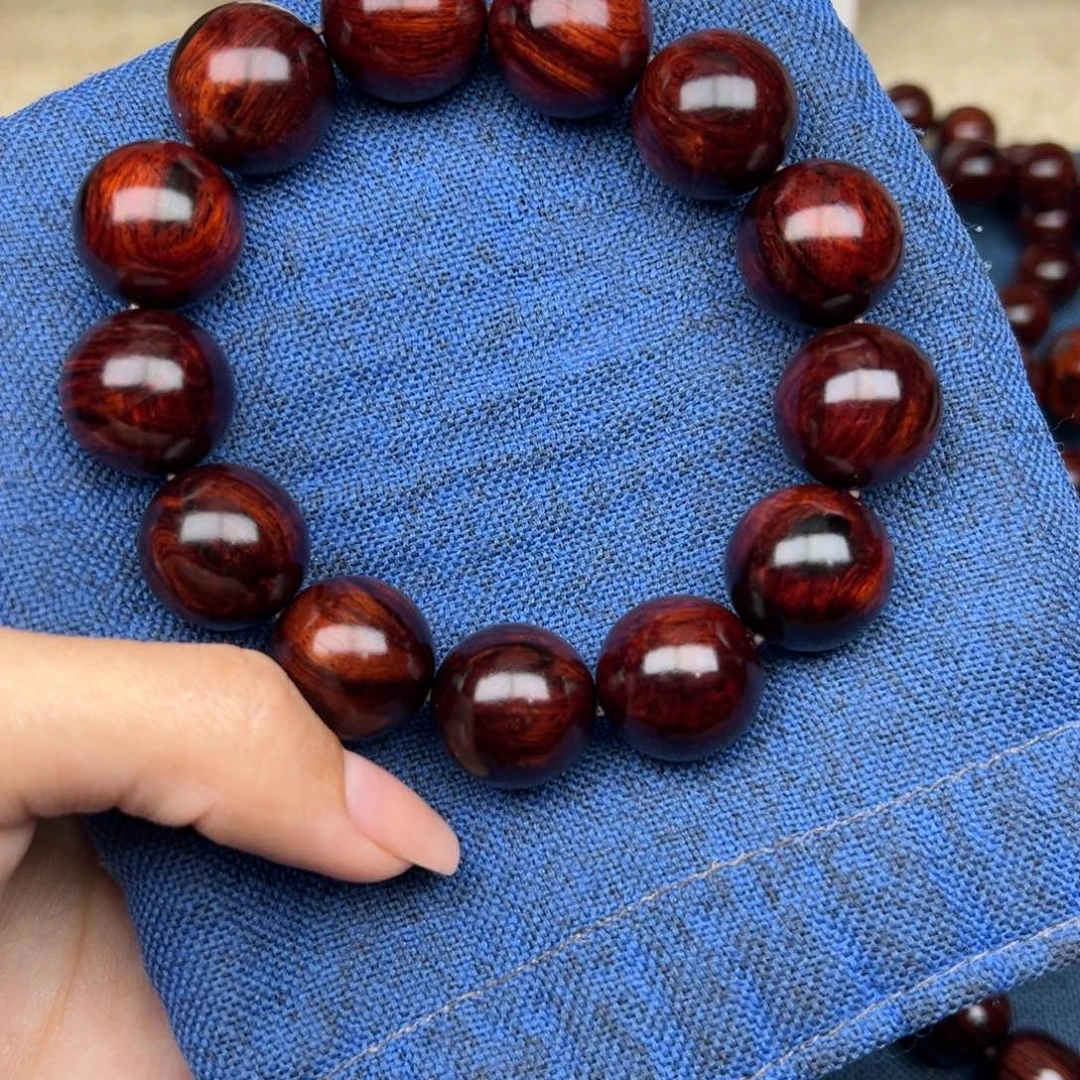 花梨木类手串/手链红降18圆珠满油单圈（瑕疵）