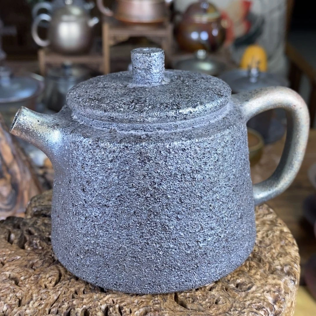 微暇碳化漏一只，建水紫陶柴烧茶器，0008