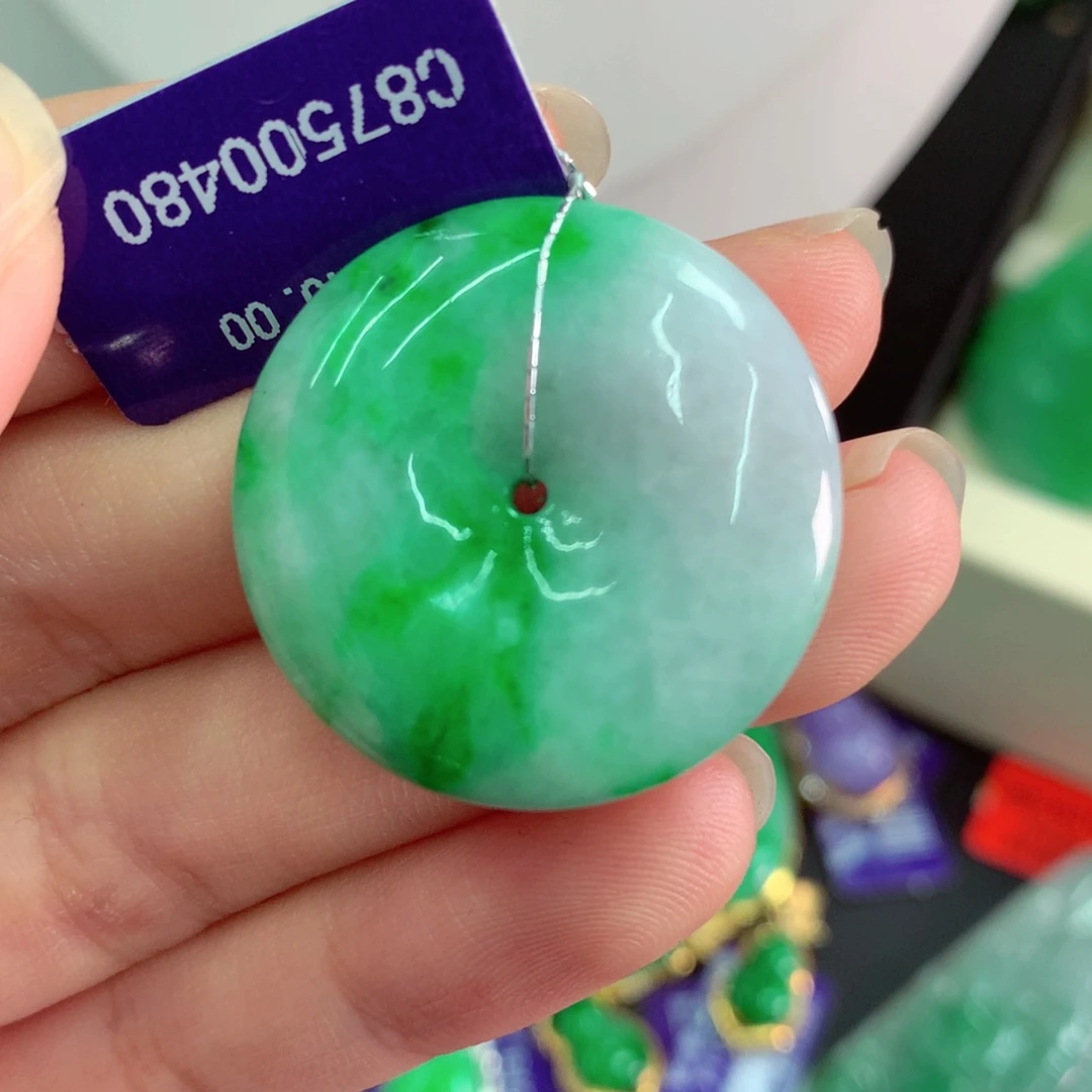 吊坠(不含链)18K金镶嵌翡翠