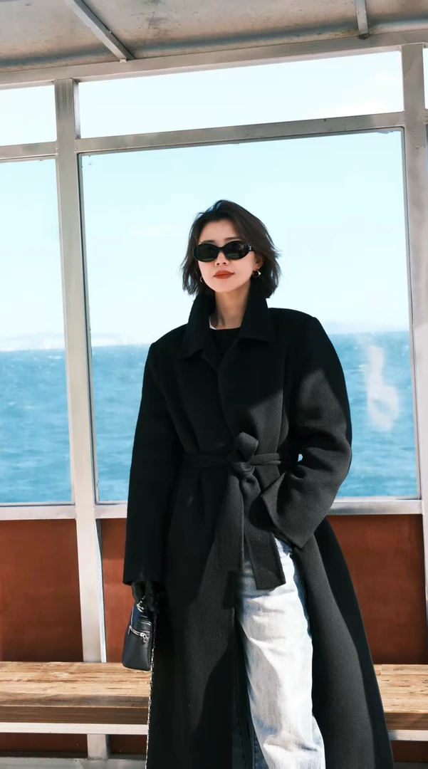 FuYo予之「」100%绵羊毛翻领气质显瘦韩系极简大衣