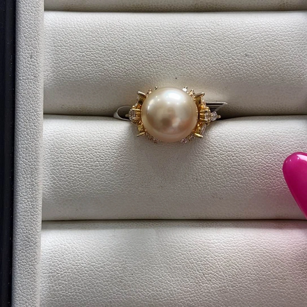 戒圈银S925镶嵌海水珍珠