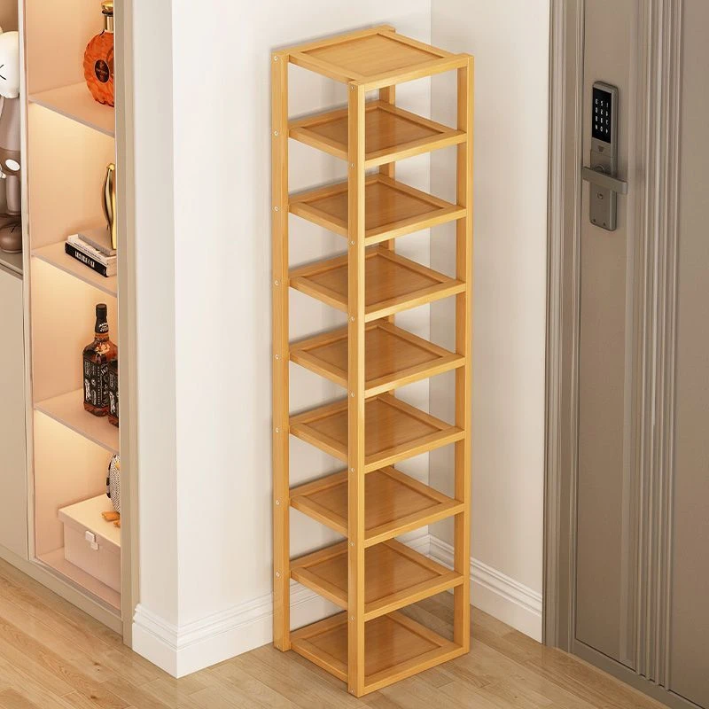 新疆包邮鞋架小型窄小简易家用防尘收纳放门口卧室多层鞋柜耐用竹