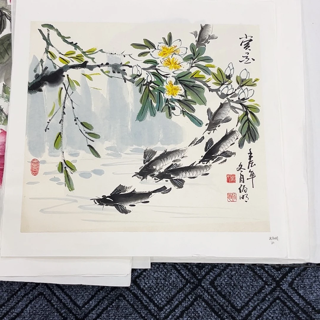 国画庞伯明老师三尺斗方花鸟作品旭